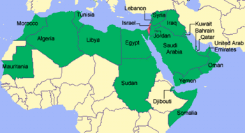 Israel omgivet af arabiske lande.
